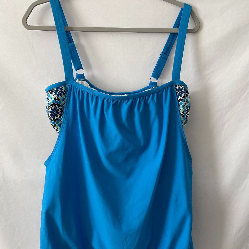 RAJ Womens Blue Spaghetti Strap Square Neck Swim Top 38B